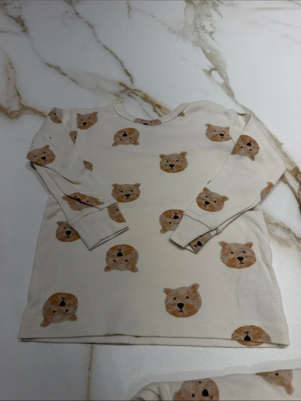 GAP Cream Bear Face Pajama Set 18-24mths